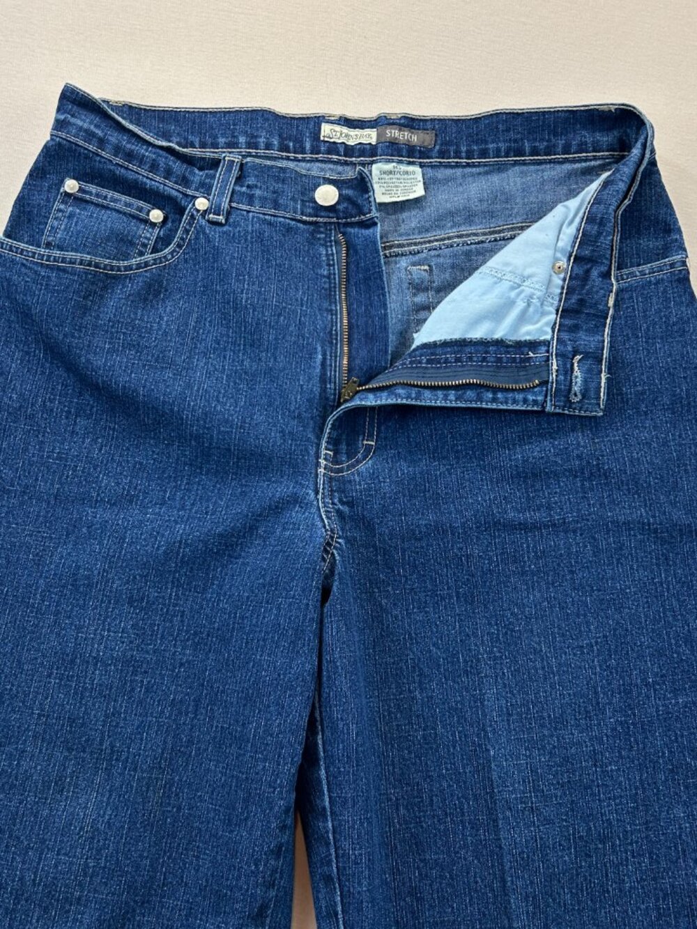 St Johns Bay Jeans Womens Size 14S Blue Denim High Rise Straight Stretch - Picture 5 of 13
